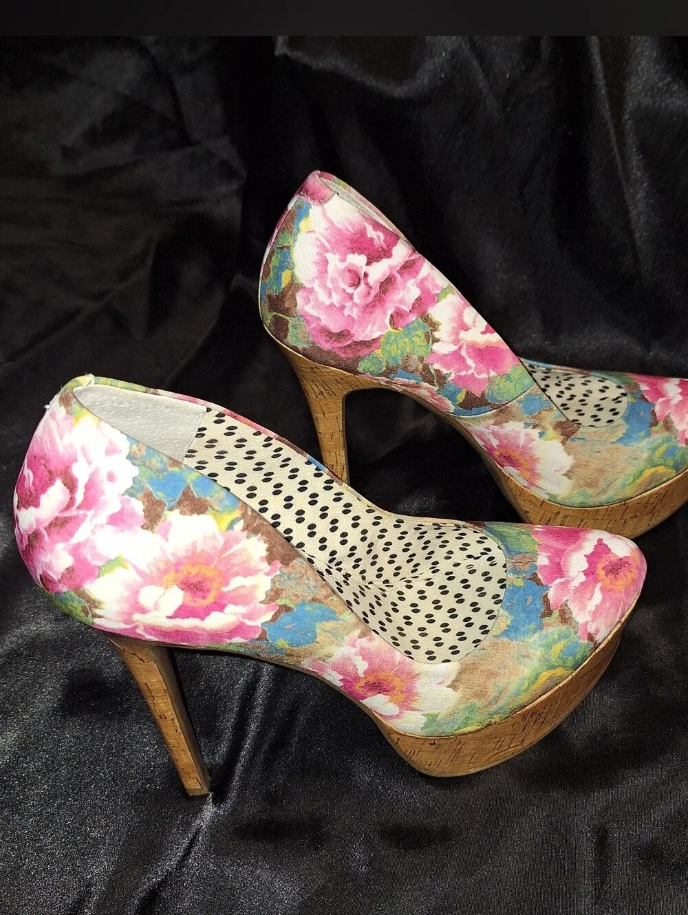 Like New Jessica Simpson Heels~Waleo~Floral Cork Platform Pumps~Pink~Size 9